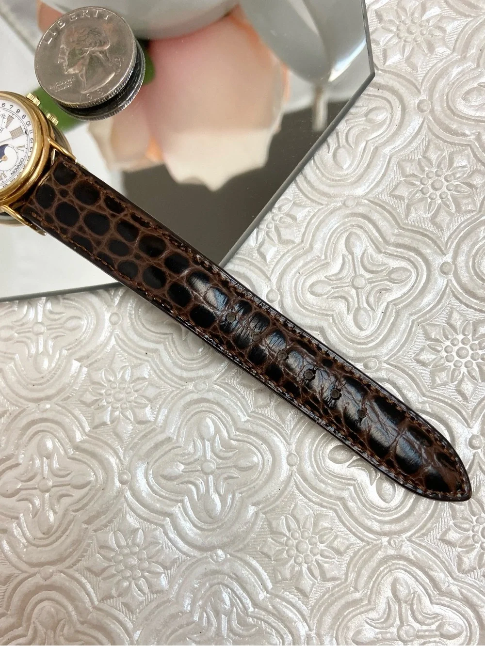 Vintage Movado Swiss Made Triple Date Moon Phase Ladies Dress Watch